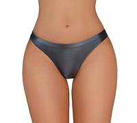 Ladies Thin Ice Silk Knickers Comfy Smooth Transparent Satin Briefs Low Waist See Through Underwear Women's Sexy Breathable Solid Color Lingerie Classic Panties Grey