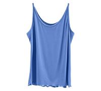 Ladies Top Women's Summer Modal Camisole Crew Neck Loose Fit Vest Tops Fashion Baggy Underwear Plain Casual Sleeveless Blouses Simple Thin Lounge Tanks (Blue, XL)