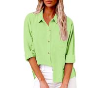 Ladies Tops Clearance Women's Dressy Casual Tops Business Work Blouses Button Down Shirts Gauze Cotton Linen Long Sleeve Shirts V Neck Loose Blouse Plus Size Elegant Tunic Top