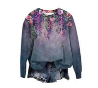 Ladies Tops Dresswel Women Tie Dye Gradient Print Sweatshirt Crew Neck Long Sleeve Tops Basic Jumper Tunic Blouse Shirts Women'S Sportswear Autumn Winter Casual Pullover Top Warehouse