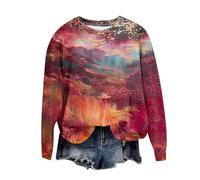 Ladies Tops Dresswel Women Tie Dye Gradient Print Sweatshirt Crew Neck Long Sleeve Tops Basic Jumper Tunic Blouse Shirts Women'S Sportswear Autumn Winter Casual Pullover Top Warehouse