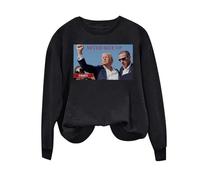 Ladies Tops Fighting Fighters Supporters Americans Long Sleeve T-Shirt Never Surrender, Election Rally Shooting T-Shirt Pray for President Trump God Bless Trump T-Shirt