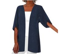 Ladies Tops Loose Open Front Kimono Cover Up Kimono Cardigans Lightweight Outerwear Solid Color Summer Beach Dress Cotton Soft Half Sleeve Elegant Boho Bikini Blouse 8-22