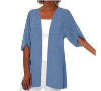 Ladies Tops Loose Open Front Kimono Cover Up Kimono Cardigans Lightweight Outerwear Solid Color Summer Beach Dress Cotton Soft Half Sleeve Elegant Boho Bikini Blouse 8-22