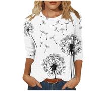 Ladies Tops Palace Lock Round Neck 3/4 Sleeve T Shirt Momen Printing Tunic Top Elegant Blouses Comfy Loose Casual Trendy Blouse Work Office