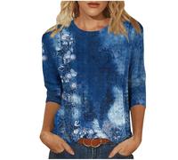 Ladies Tops Palace Lock Round Neck 3/4 Sleeve T Shirt Momen Printing Tunic Top Elegant Blouses Comfy Loose Casual Trendy Blouse Work Office