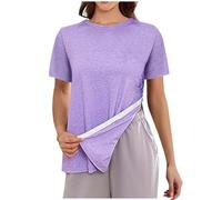 Ladies Tops Post Shoulder Surgery Shirts for Women Loose T-Shirt After Rotator Cuff Shirts Short Sleeve Tear Away Tee Tops Summer Tees Chemo Port Adaptive Loose Fit Pullover Tunic Blouse