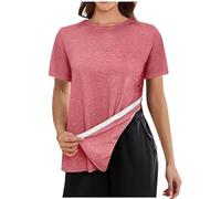 Ladies Tops Post Shoulder Surgery Shirts for Women Loose T-Shirt After Rotator Cuff Shirts Short Sleeve Tear Away Tee Tops Summer Tees Chemo Port Adaptive Loose Fit Pullover Tunic Blouse