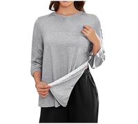 Ladies Tops Post Shoulder Surgery Shirts for Women Loose T-Shirt After Rotator Cuff Shirts Short Sleeve Tear Away Tee Tops Summer Tees Chemo Port Adaptive Loose Fit Pullover Tunic Blouse (A2-GY1, S)