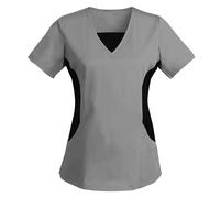 Ladies Tops Scrubs Uniforms Summer Blouses for Women Uk Color-Blocking Womens Shirts And Blouses Beauty Scrub Women's T-Shirts Nurse Work Wear Tunic Tops for Women Uk Casual Loose Going Out Top