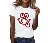 Ladies Tops Shirts Fashion Casual Cute Printed Round Neck Short Sleeved T Shirts Top Stitch Plus Size T-Shirts, Summer Short Tshirt, Loose Blouse Daily Essential Tunic Tees, Unisex Sweatshirts Sales