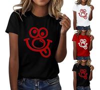 Ladies Tops Shirts Fashion Casual Cute Printed Round Neck Short Sleeved T Shirts Top Stitch Plus Size T-Shirts, Summer Short Tshirt, Loose Blouse Daily Essential Tunic Tees, Unisex Sweatshirts Sales