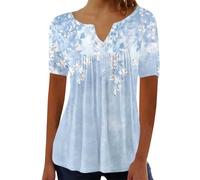 Ladies Tops Size 18 UK Loose Tops for Women UK Tea Shirts Summer Cream Top Cerulean Clothing Ladies Henley Neck Front Pleated Tunic Shirts Plus Size Size M