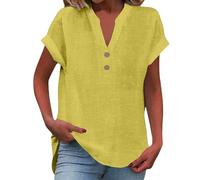 Ladies' Tops V Neck | Women's Short Sleeve Button Down Shirts | Stripe Print Casual Loose Fit Blouses | Soft Breathable Lightweight Summer Daily Wear Basic Fashion Top