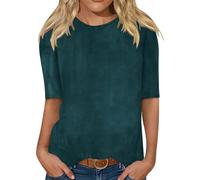 Ladies Tops Velvet Half Sleeve Plain T Shirt Crewneck Velour Blouse Glossy Smooth Elegant Pullover Womens Shirts Spring Tunic Jumpers Loose Fall Winter Base Layers Thermal Undershirts