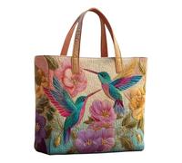 Ladies Tote Bag - Large Capacity Lightweight Floral Design Shoulder Bag Perfect for Moving or Working, Shopping, Dating, Party, Wedding, Travel, Beach, Picnic, Outdoor, Hummingbird, riferimento