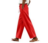 Ladies Tracksuit Bottoms Plus Size Drawstring Elastic Waist Straight Leg Joggers Womens with Pockets Casual High Waist Baggy Sweatpants Slim Fit Cropped Trousers Everyday Comfy Lounge Pants Red