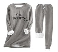 Ladies Tracksuit Sets Clearance Thermal Sweatsuit Ladies Lounge Wear Sets Yes I'M Still Cold Baggy Sweatpants Sweatshirts Set 2 Piece Outfits Fleece Lined Winter Warm Coords Sets Thick Loungewear