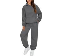 Ladies Tracksuit Sets for Women UK Tracksuit Womens Full Set Outfit Solid Color Co Ord Sets Drawstring Long Sleeve Hoodies with Pockets and Elastic Waist Wide Jogger Bottoms Women