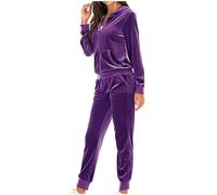 Ladies Tracksuits Velvet Zip Up Long Sleeve Pocket Jacket And Pants Set Womens Loungewear Tracksuits Solid Color Velour Homewear Co Od Sets Lounge Wear Sets Track Suits 2 Piece Set Ladies Clothes