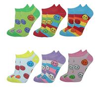 Ladies Trainer Socks 6 Pairs Womens Girls Faces Design Shoe Liners Sportswear Adults 4-7, Multicoloured (LTS 02)