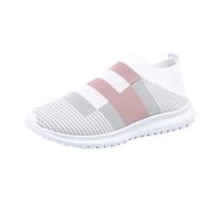 Ladies Trainers for Swollen Feet, Comfortable Barefoot Breathable Slip On Hand Free Sneakers Lightweight Walking Running Shoe with Arch Support Athletic Sports Shoe Colorblock Flat Sneaker Pink