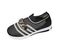 Ladies Trainers Round Toe Hiking Shoes Women Comfortable Flat Women's Walking Shoes | Orthopaedic Casual Breathable for Work Shopping Walking Gardening Black