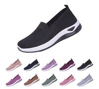 Ladies Trainers Sale Slip On Trainers Women Wide Fit Ladies Breathable Mesh Walking Running Shoes Comfortable Arch Support Soft Sole Athletic Tennis Cheap Stuff Under 1 Pound Black 4.5