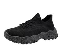 Ladies Trainers Size 7 Women's 2024 Casual Non Slip Thick Soled Sloping Heel Fly Woven Mesh Shoes Height Increasing Shoes Black
