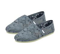 Ladies Trainers Women's Canvas Crochet Shoes Flat Work Women (Grey, 6)