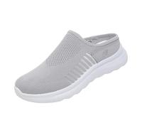 Ladies Trainers,Womens Slip on Shoes,On Sneakers Breathable Mesh Upper Lightweight Soft Sole Athletic Walking Half On Casual (Grey, 5)