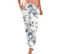 Ladies Trousers Elasticated Waist Ladies Yoga Elephant Trouser Hippy Holiday Beach Flower Pattern Smart Harem Pants Boho Lounge Travel Clothing Gypsy Festival Outfits Loose Fit Soft Pjs Bottoms