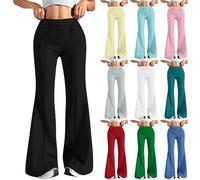 Ladies Trousers Elasticated Waist Womens Flared Sweatpants Baggy Elastic High Waisted Wide Leg Joggers Solid Color Casual Y2K Bootcut Trousers Athletic Jogging Lounge Pants Ladies Tracksuit Bottoms