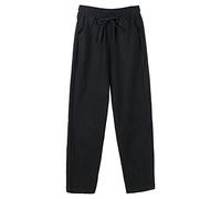 Ladies Trousers for UK, Drawstring High Waisted Adjustable Elasticated Lounge Pants Summer Thin Breathable Casual Trousers Solid Color Ribbed Trousers with Pockets Golf Going Out Wear Black