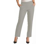 Ladies Trousers Half Elasticated Women Pull Up Pants Formal Office Work Trousers (18, Long, Silver)