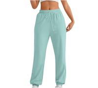 Ladies Trousers Petite Joggers for Women Plain Baggy Fleece Lined Tapered Leg Jogger Size 18 Yoga Trousers for Women UK Ladies Jogging Bottoms Size 14 Plus Gym Wear Light Blue