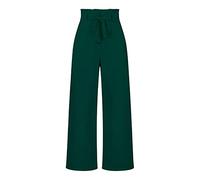Ladies Trousers, Tailored Leisure Pants With Wide Legs Trousers Fashion Solid Bow-Knot Elasticated High Waist Palazzo Trousers Elegant Casual Office Pants Straight Leg Pants Bottoms,Forest Green,S