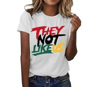 Ladies Tunic Tops Long Sleeve They Not Like Us Shirt They Not Like Us T Shirt Funny They Not Like Us T Shirt Compression Shirt Woman (White, L)