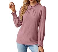 Ladies Tunic Tops Size 20 Blouse Top s for Mum Festival Essentials Women's Long Sleeve T Shirt Fashion O Neck Tops Solid Color Casual Blouses Warehouse Clearance