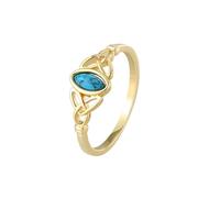 Ladies Turquoise Wedding Bands, Fashion Ring Set 14K Yellow Gold Drop with Blue Marquise Turquoise Size N 1/2