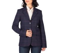 Ladies Tweed Jacket Blazer Women Smart Country Long Sleeve Jackets (UK, Numeric, 14, Regular, Regular, Navy Tweed)