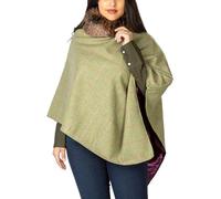 Ladies Tweed Poncho Womens British Made Wool Ponchos Cape Shawl Country (UK, Alpha, One Size, Regular, Regular, Light Green Tweed)