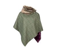 Ladies Tweed Poncho Womens British Made Wool Ponchos Cape Shawl Country (UK, Alpha, One Size, Regular, Regular, Blue Check)