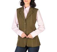 Ladies Tweed Waistcoat Womens British Made Smart Casual Women Clothing (UK, Numeric, 18, Regular, Regular, Olive Tweed)