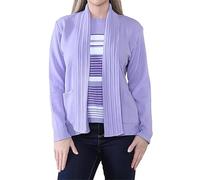 Ladies Twin Set Stripped Knitted Cardigan Classic Sweater Womens Long Sleeve Open Front Knit Stripe Jumper Casual Wear Top Winter Wear Fancy Party Wear Stripes Cardigan Plus Size S-XL Lilac