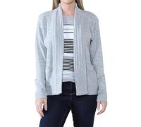 Ladies Twin Set Stripped Knitted Cardigan Classic Sweater Womens Long Sleeve Open Front Knit Stripe Jumper Casual Wear Top Winter Wear Fancy Party Wear Stripes Cardigan Plus Size S-XL Grey