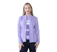 Ladies Twin Set Stripped Sweater Womens Knit Stripe Tank Top Cardigan Jumper (UK, Alpha, L, XL, Regular, Regular, Lilac)