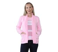 Ladies Twin Set Stripped Sweater Womens Knitted Stripe Tank Top Cardigan Jumper (UK, Alpha, S, M, Regular, Regular, Baby Pink)