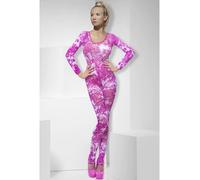Smiffys Tie Dye Pink Bodysuit, Pink , Fever Body Stockings & Clubwea Fancy Dress, Fever Body Dress Up Accessories