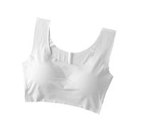 Ladies Ultra Thin Ice Silk Bra Women Bras Wireless Padded Comfort Soft Seamless Daily Sports Bra Beauty Back Yoga Underwear with Removable Chest Pad Women Strapless Bras Trendy Breathable White